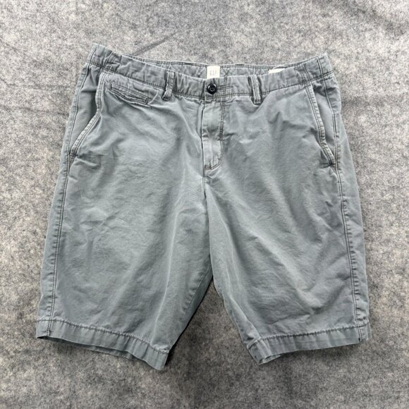 GAP Shorts Mens Size 34 Gray Chino 100% Cotton Flat Front Casual Pockets - Picture 1 of 9
